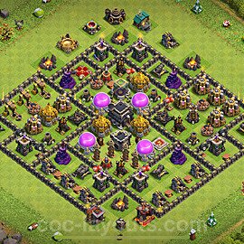 Base plan TH9 (design / layout) with Link, Anti 3 Stars, Hybrid for Farming 2024, #270