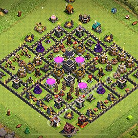 Farming Base Village HDV 9 + Lien (Link), Anti 3 étoiles, Hybride 2025 - Hôtel de Ville 9 Base Copier - #270