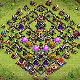 Ustawienie bazy do farma TH9 z linkiem, Hybrydowy - Ratusz poziom 9 - COC 2025, #272