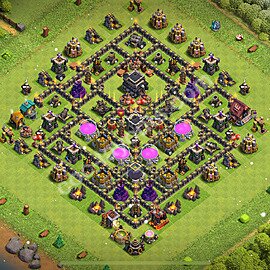 Base plan TH9 Max Levels with Link, Hybrid for Farming 2025, #272