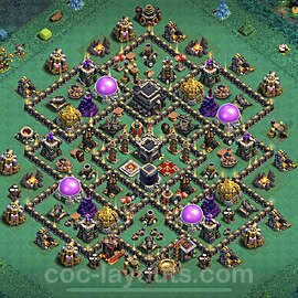Base plan TH9 (design / layout) with Link, Hybrid, Anti Everything for Farming, #96
