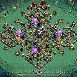 Base plan TH9 (design / layout) with Link, Anti 3 Stars, Hybrid for Farming, #97