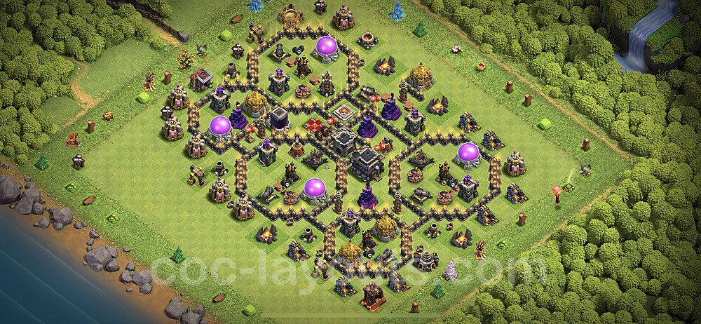 Base plan TH9 Max Levels with Link, Hybrid, Anti Everything for Farming, #100