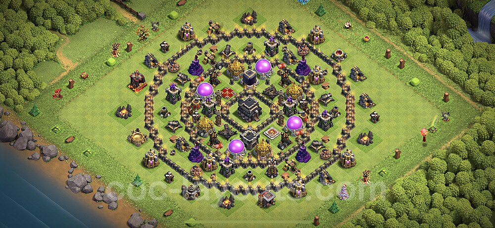 Base plan TH9 Max Levels with Link, Anti Air / Dragon, Hybrid for Farming 2023, #193