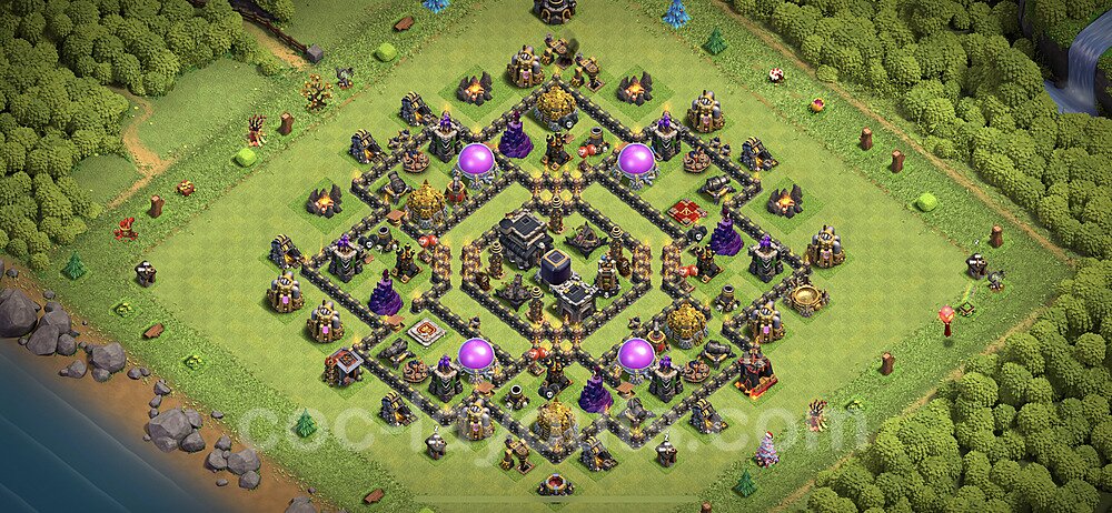 Base plan TH9 Max Levels with Link, Anti Everything, Hybrid for Farming 2023, #203