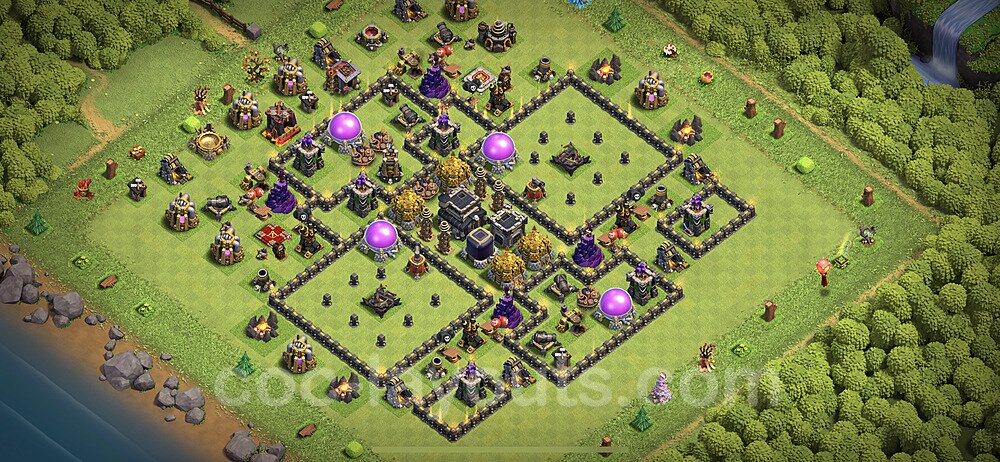 Base plan TH9 Max Levels with Link, Anti 2 Stars, Anti Everything for Farming, #207