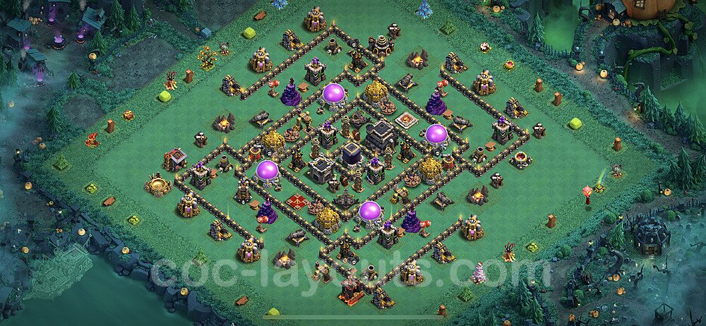 Base plan TH9 Max Levels with Link, Hybrid, Anti Everything for Farming, #209