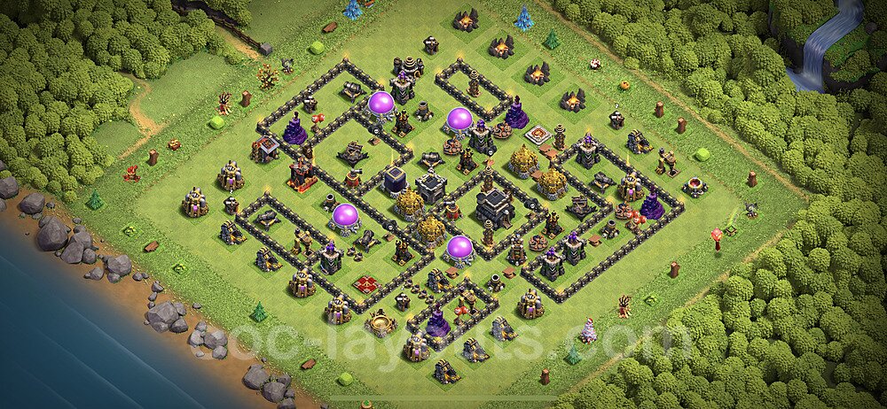 Base plan TH9 (design / layout) with Link, Anti Everything, Hybrid for Farming 2023, #213
