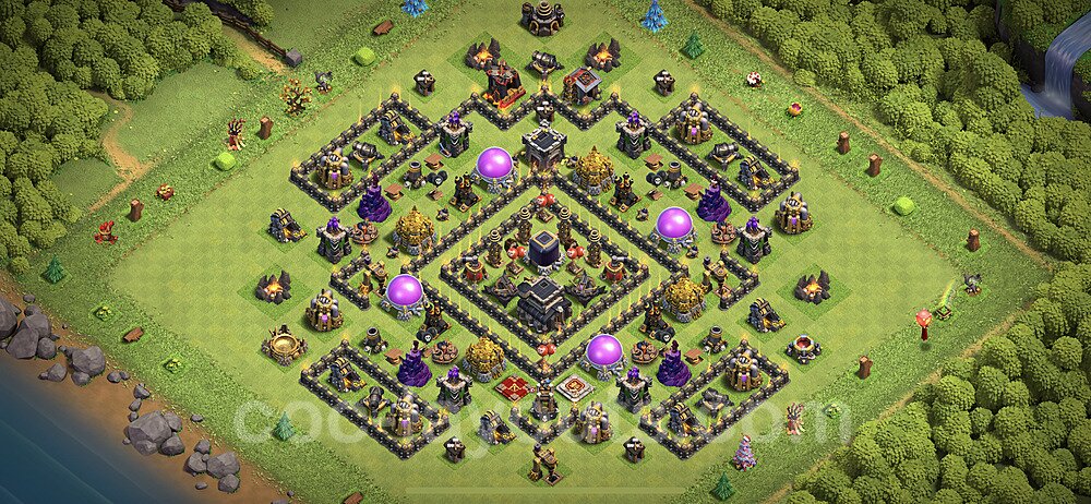 Base plan TH9 (design / layout) with Link, Hybrid, Anti 3 Stars for Farming 2021, #216