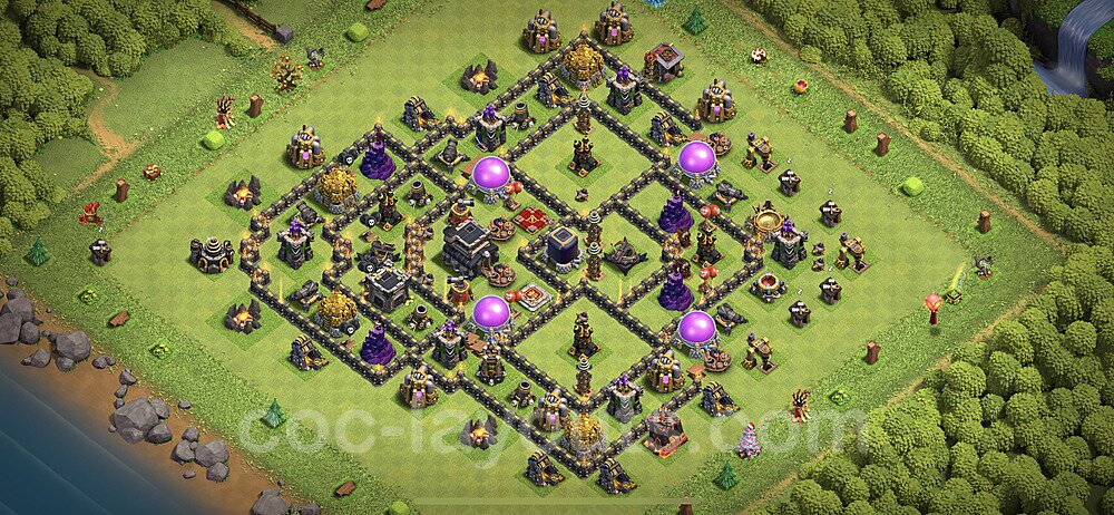 Base plan TH9 (design / layout) with Link, Hybrid, Anti Everything for Farming 2021, #224