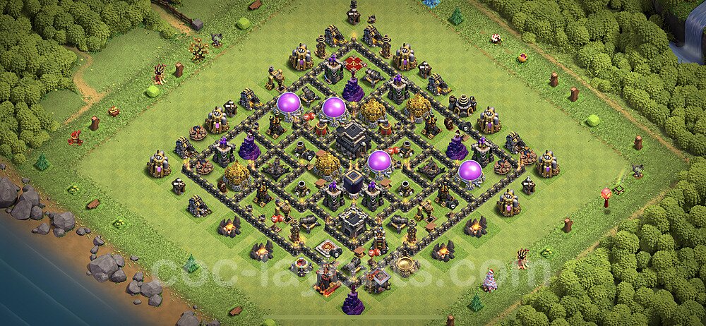 Base plan TH9 Max Levels with Link, Hybrid for Farming 2021, #225