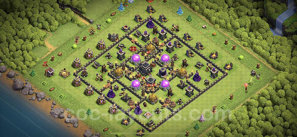 Base plan TH9 Max Levels with Link, Hybrid, Anti Everything for Farming 2021, #226