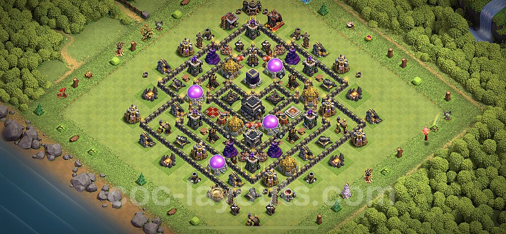 Base plan TH9 (design / layout) with Link, Anti 3 Stars, Hybrid for Farming 2021, #230