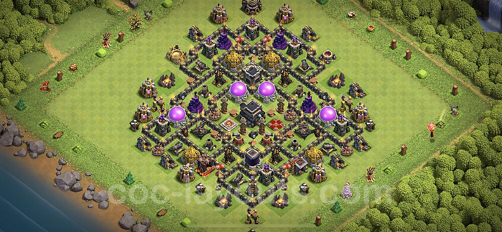 Base plan TH9 Max Levels with Link, Anti 3 Stars, Hybrid for Farming 2023, #232