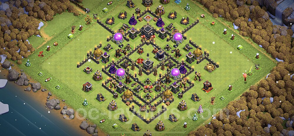 Base plan TH9 Max Levels with Link, Hybrid for Farming 2021, #240