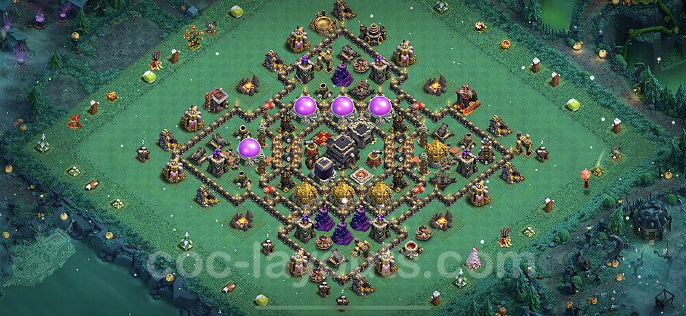 Base plan TH9 Max Levels with Link, Hybrid for Farming 2022, #253