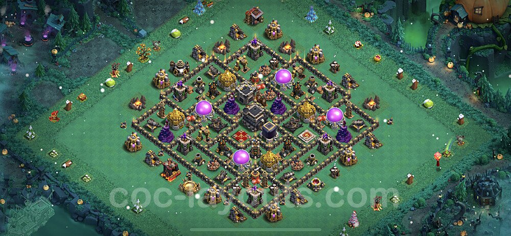 Base plan TH9 (design / layout) with Link, Anti Everything, Hybrid for Farming 2023, #254