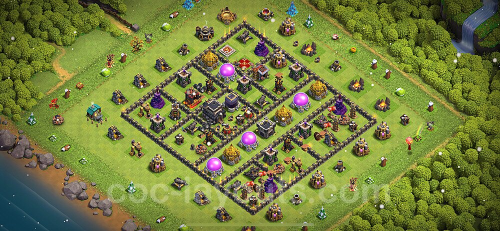 Base plan TH9 (design / layout) with Link, Anti 3 Stars, Hybrid for Farming 2023, #263