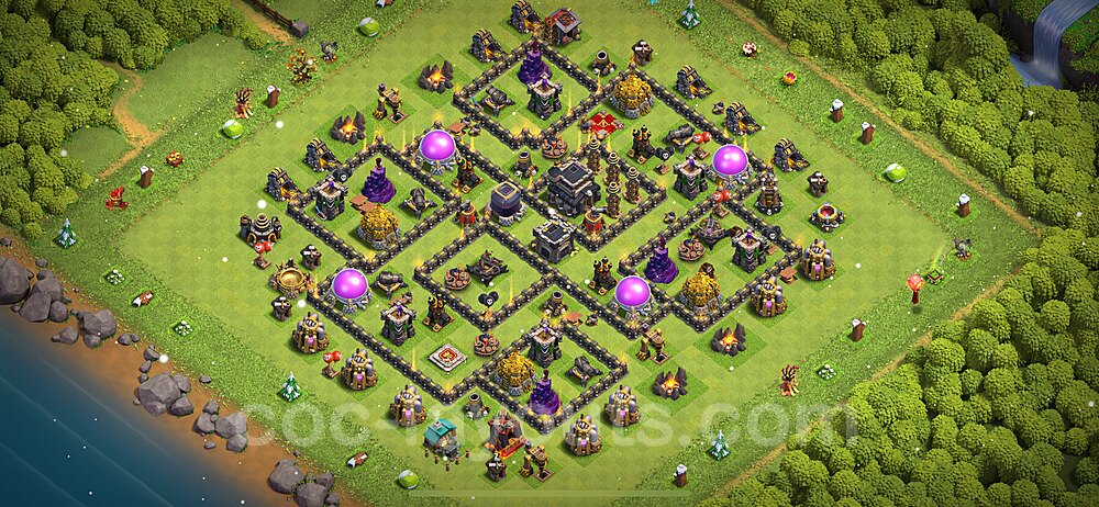 Base plan TH9 (design / layout) with Link, Anti 3 Stars, Hybrid for Farming 2024, #265