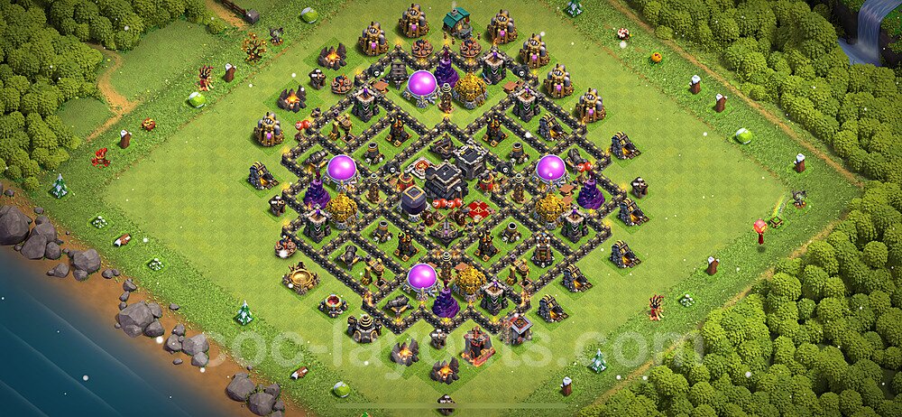Base plan TH9 (design / layout) with Link, Anti 2 Stars, Anti Everything for Farming 2023, #267