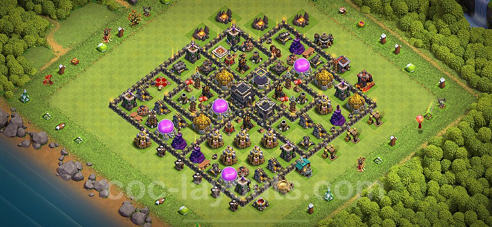 Base plan TH9 (design / layout) with Link, Anti 3 Stars for Farming 2024, #268