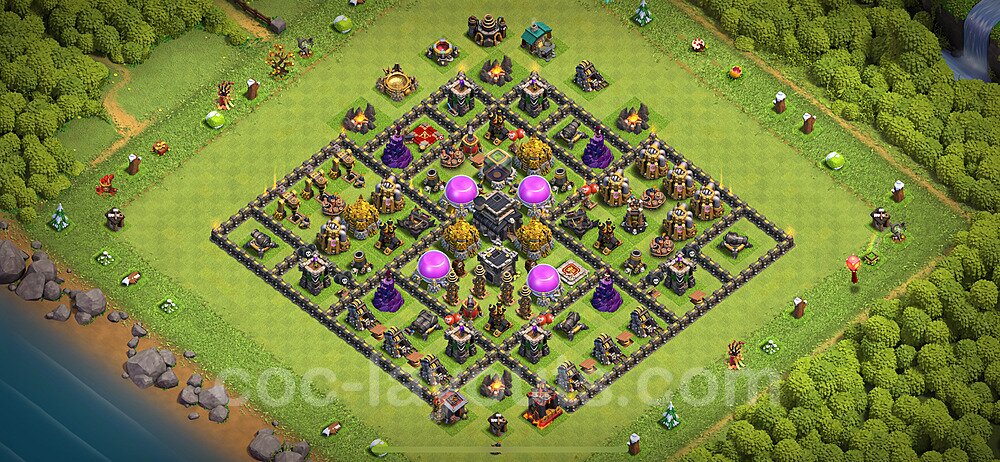 Base plan TH9 (design / layout) with Link, Anti 3 Stars, Hybrid for Farming 2024, #270