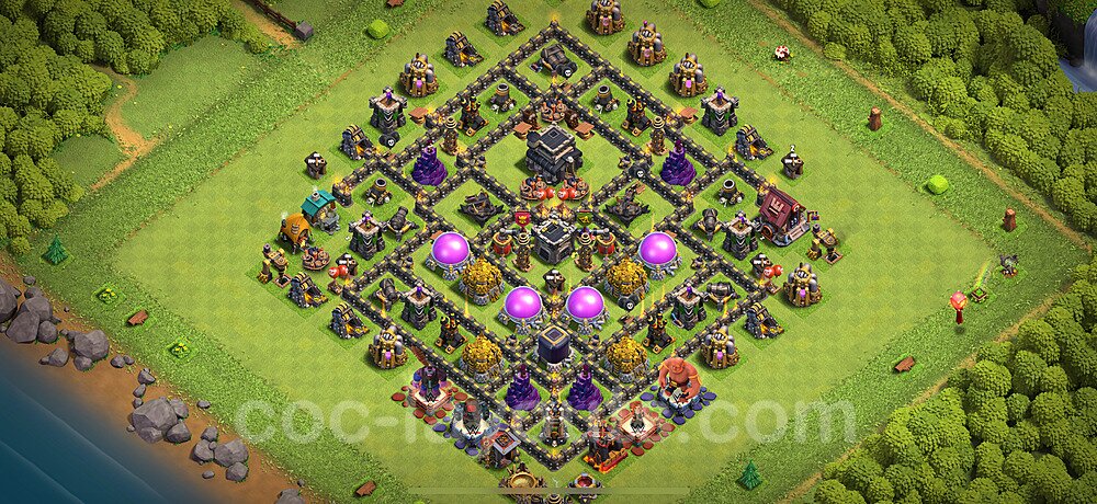 Ustawienie bazy do farma TH9 z linkiem, Hybrydowy - Ratusz poziom 9 - COC 2025, #272