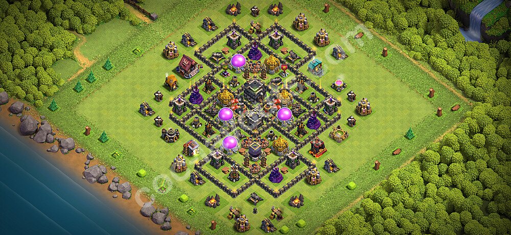 Diseño de aldea para farming Ayuntamiento 9 Copiar, Anti 3 Estrellas - COC TH9 Perfecta Distribucion 2026 + Enlace - #273