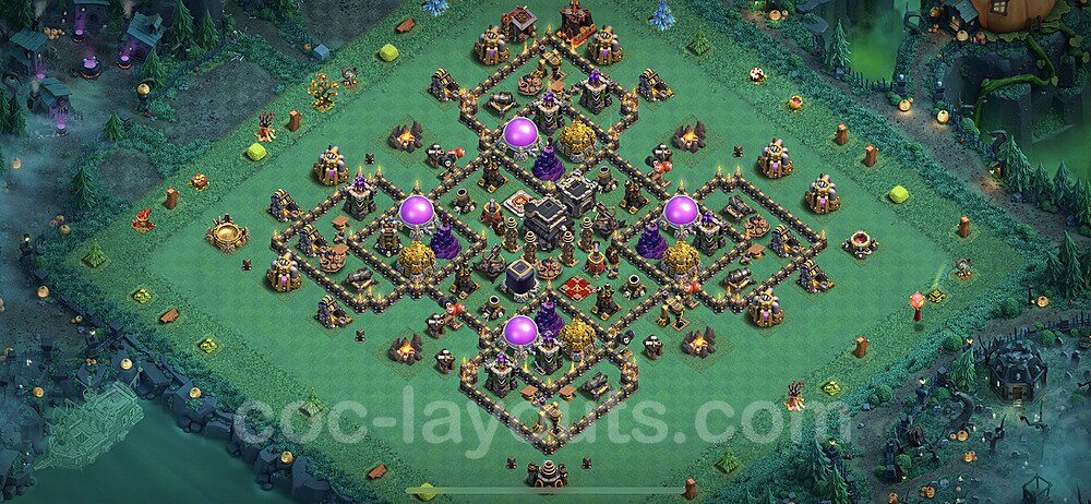 Base plan TH9 (design / layout) with Link, Anti 3 Stars, Hybrid for Farming 2023, #97