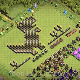 TH9 Funny Troll Base Plan with Link, Copy Town Hall 9 Art Design 2021, #1