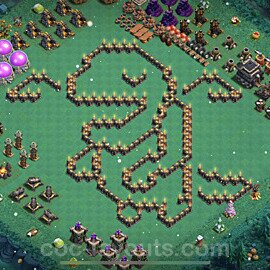 TH9 Funny Troll Base Plan with Link, Copy Town Hall 9 Art Design 2022, #14