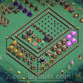 TH9 Funny Troll Base Plan with Link, Copy Town Hall 9 Art Design 2022, #15