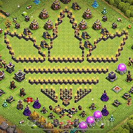 TH9 Funny Troll Base Plan with Link, Copy Town Hall 9 Art Design 2023, #22