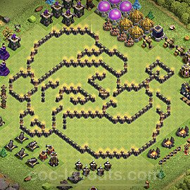 TH9 Funny Troll Base Plan with Link, Copy Town Hall 9 Art Design 2023, #23