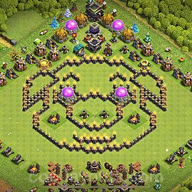 TH9 Funny Troll Base Plan with Link, Copy Town Hall 9 Art Design 2024, #25