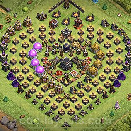 TH9 Funny Troll Base Plan with Link, Copy Town Hall 9 Art Design 2021, #3