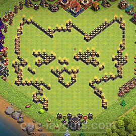 Ustawienie baza Troll Funny TH9 z linkiem - Ratusz poziom 9 - COC 2025 - #30