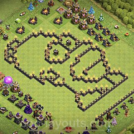 TH9 Funny Troll Base Plan with Link, Copy Town Hall 9 Art Design 2021, #4