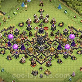 TH9 Funny Troll Base Plan with Link, Copy Town Hall 9 Art Design 2023, #5