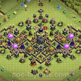 Die Troll Funny Base RH9 + Link 2023 - COC Rathaus Level 9 Art Base - #5