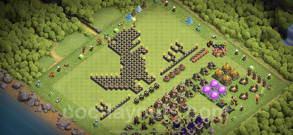 TH9 Funny Troll Base Plan with Link, Copy Town Hall 9 Art Design 2023, #1