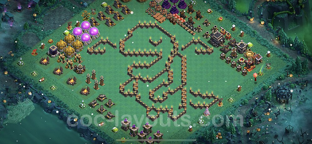 TH9 Funny Troll Base Plan with Link, Copy Town Hall 9 Art Design 2023, #14