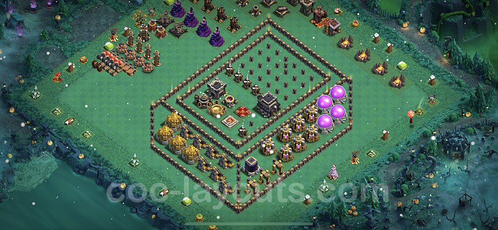 TH9 Funny Troll Base Plan with Link, Copy Town Hall 9 Art Design 2022, #15