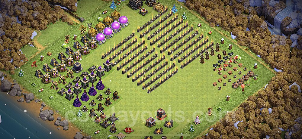 TH9 Funny Troll Base Plan with Link, Copy Town Hall 9 Art Design 2023, #18