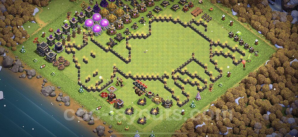 TH9 Funny Troll Base Plan with Link, Copy Town Hall 9 Art Design 2023, #19