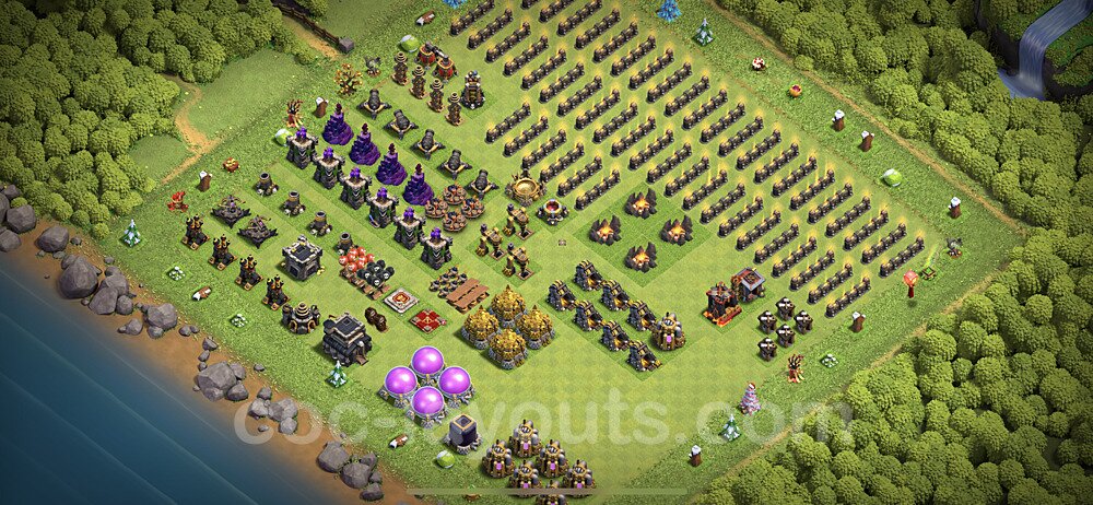 TH9 Funny Troll Base Plan with Link, Copy Town Hall 9 Art Design 2021, #2