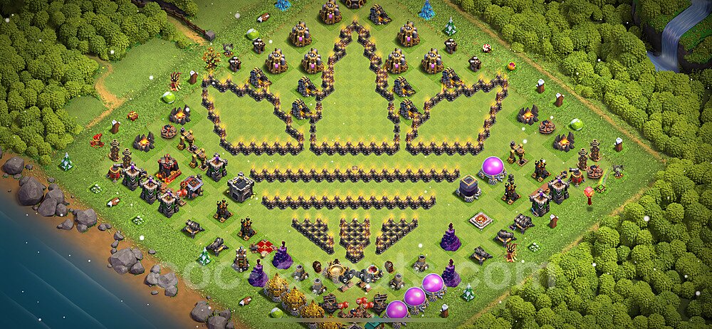 TH9 Funny Troll Base Plan with Link, Copy Town Hall 9 Art Design 2023, #22