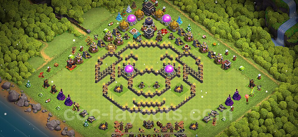 TH9 Funny Troll Base Plan with Link, Copy Town Hall 9 Art Design 2023, #25