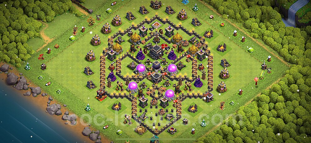 TH9 Funny Troll Base Plan with Link, Copy Town Hall 9 Art Design 2023, #27