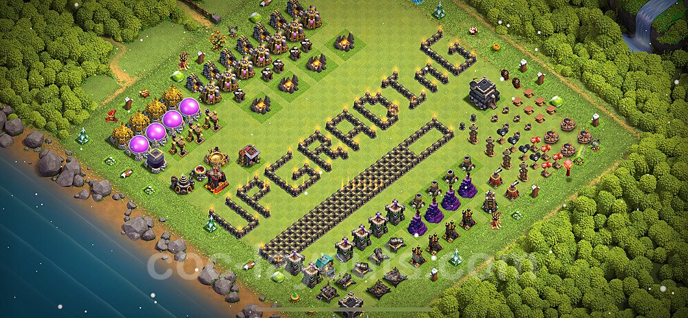 TH9 Funny Troll Base Plan with Link, Copy Town Hall 9 Art Design 2023, #28
